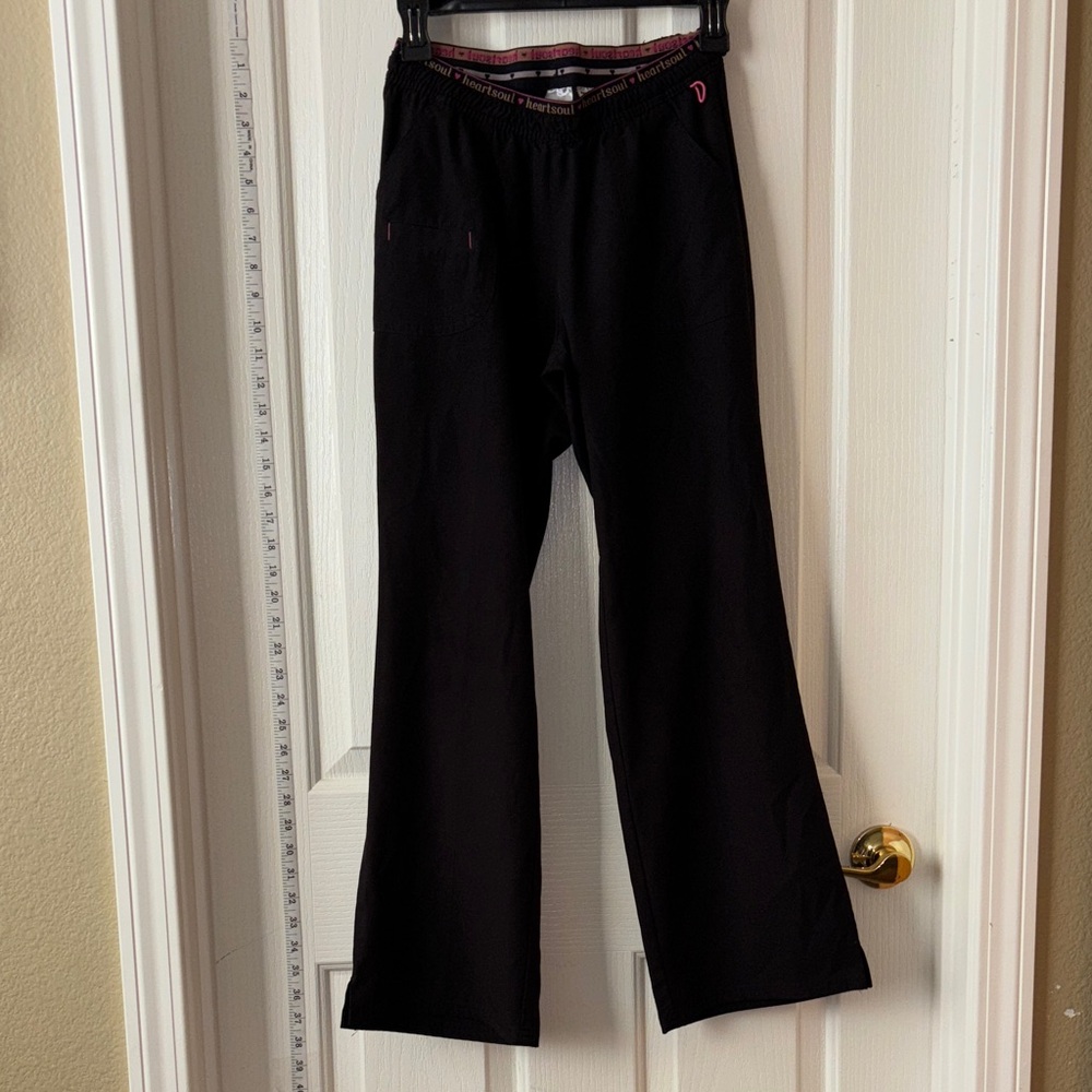 SCRUB PANTS- HeartSoul Black Straight Leg scrub Pants